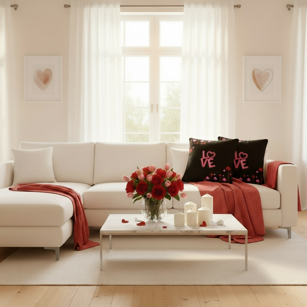 Black Valentine Throw Pillow – Pink & Red Romantic Heart Design (18x18 & 22x22”)