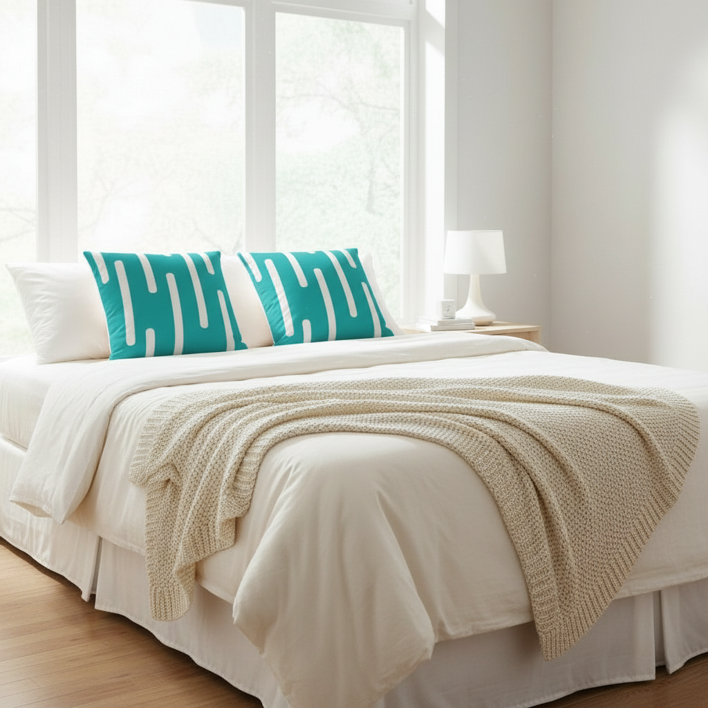 Teal Abstract Throw Pillow – Modern Decorative Cushion Cover