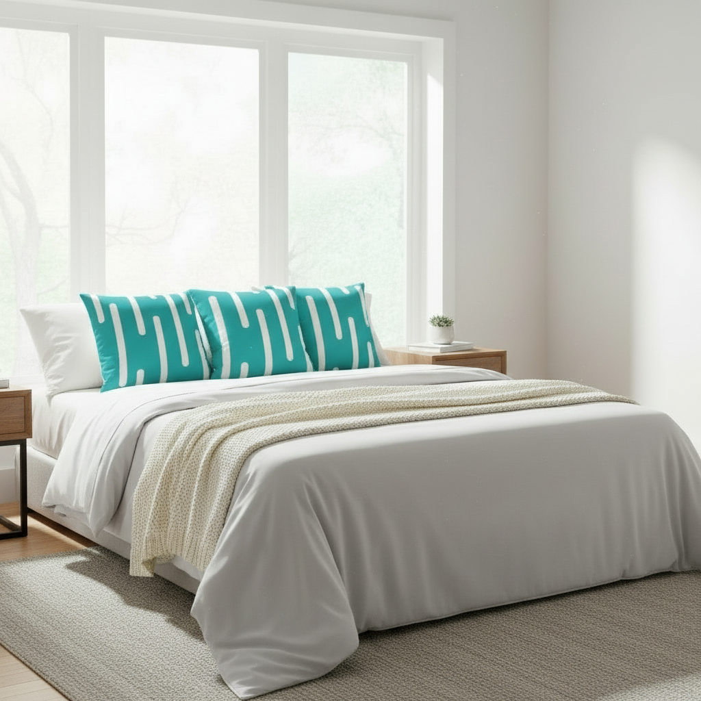Teal Abstract Throw Pillow – Modern Decorative Cushion Cover