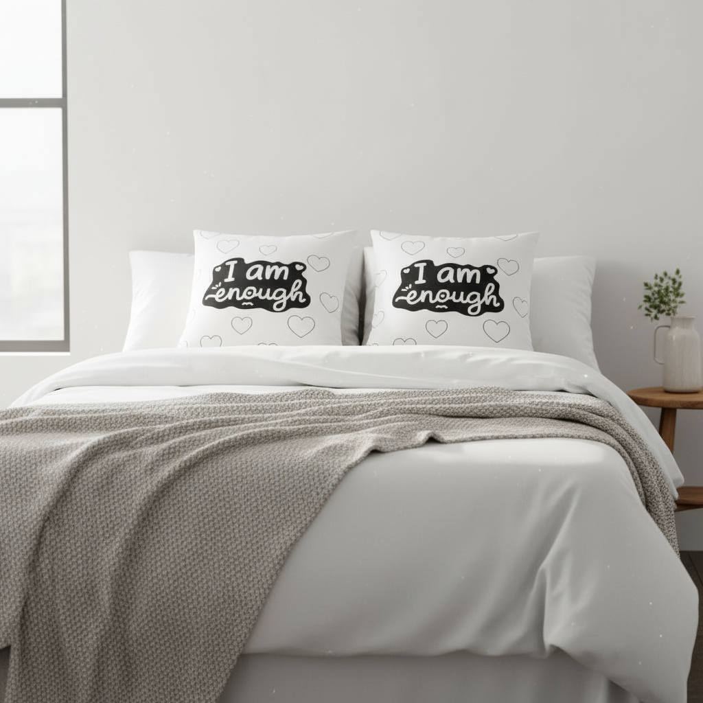 Minimalist Black and White Inspirational Throw Pillow – Modern 22x22 Accent Cushion for Living Room or Bedroom Décor
