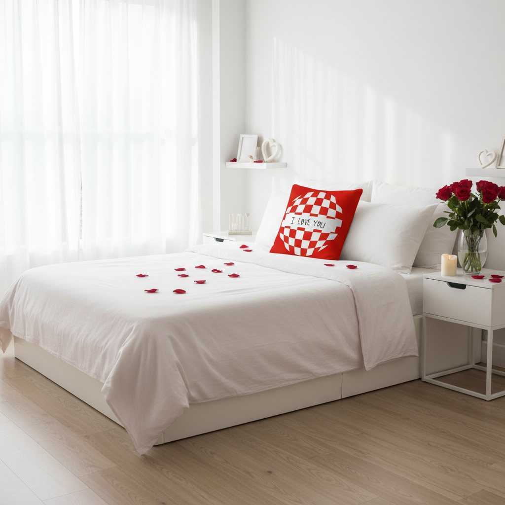Valentine’s Throw Pillow – Red and White Decorative Cushion for Bedroom, Living Room & Valentine’s Day Gift, 18x18 & 22x22 in