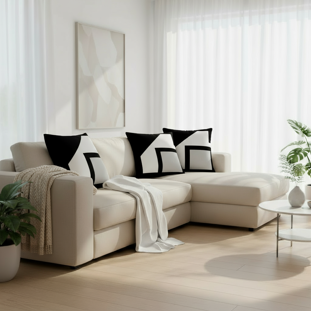 Modern Abstract Throw Pillow – 22x22” Decorative Cushion for Sofa, Bed & Living Room Style