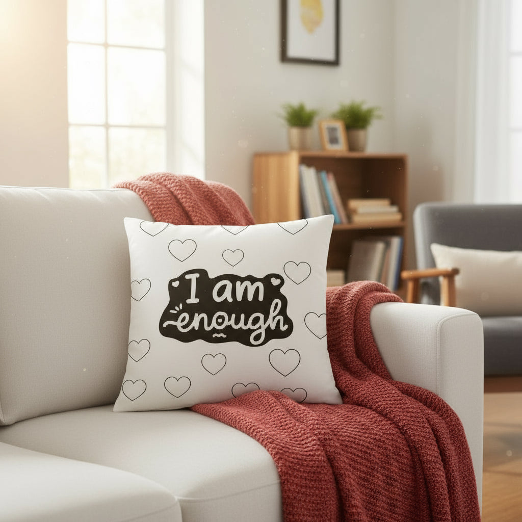 Minimalist Black and White Inspirational Throw Pillow – Modern 22x22 Accent Cushion for Living Room or Bedroom Décor