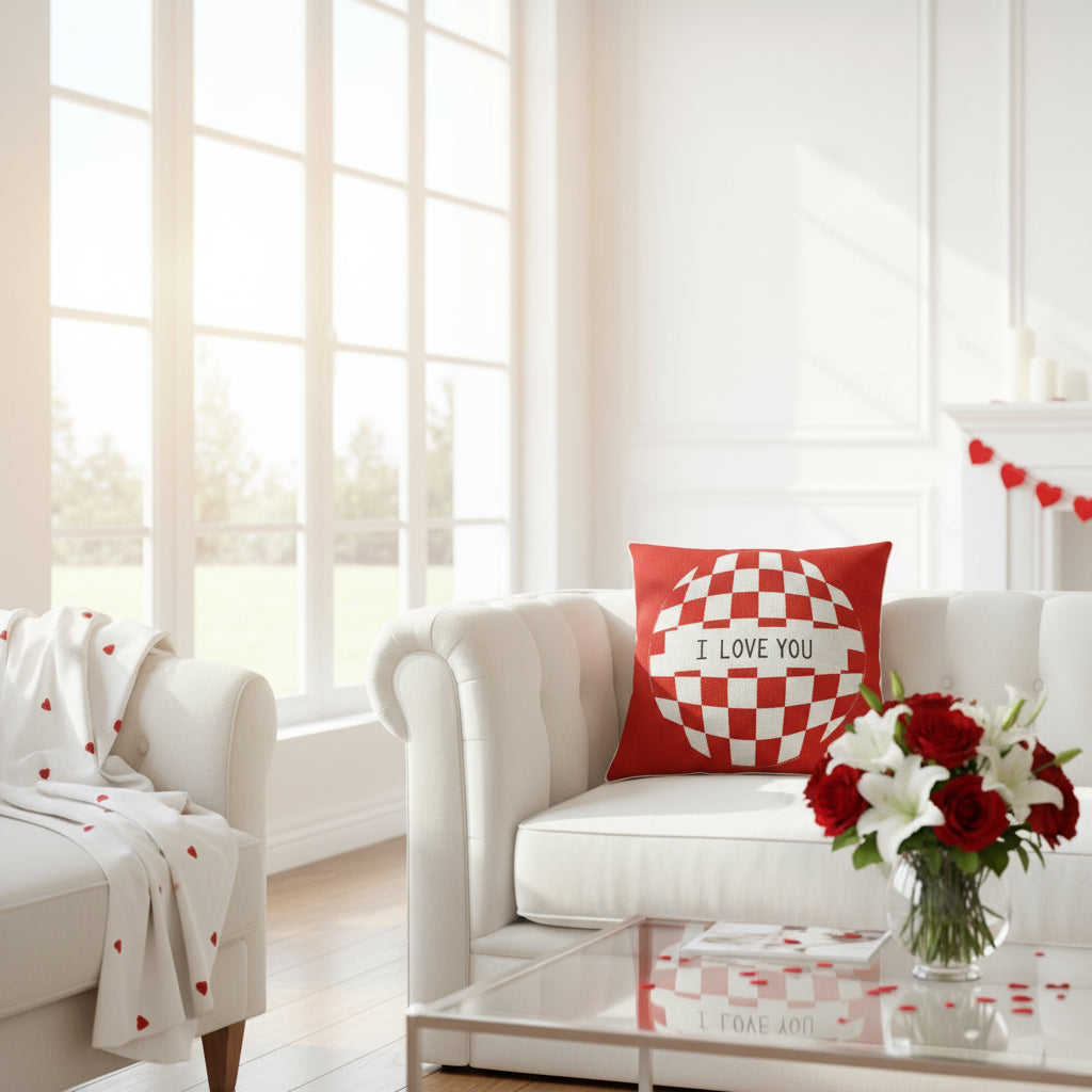 Valentine’s Throw Pillow – Red and White Decorative Cushion for Bedroom, Living Room & Valentine’s Day Gift, 18x18 & 22x22 in
