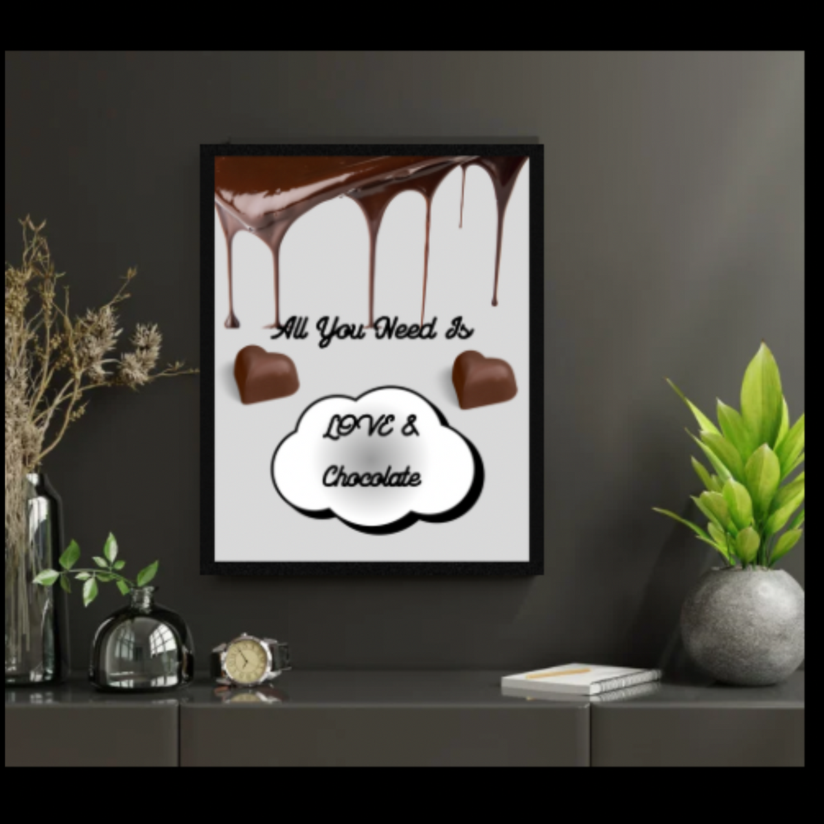 Chocolate Wall Art Set of 4 – Drip Design with Sweet Sayings (16x20, 18x24, 24x36 Inches)