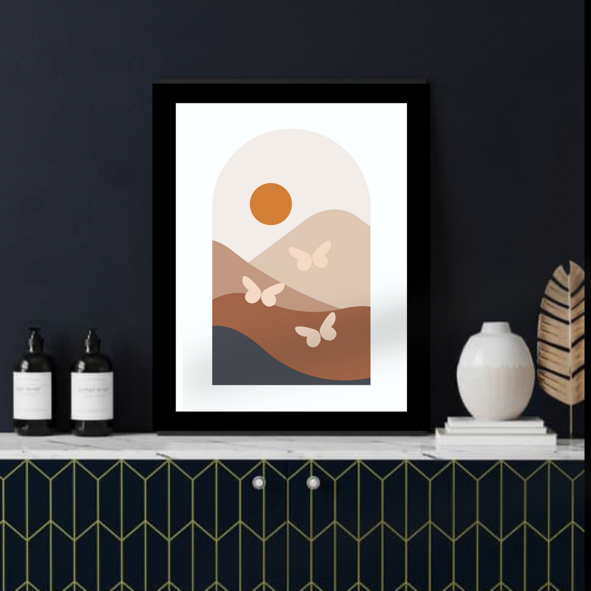 Boho Wall Art Set of 3 – Earthy Neutral Prints (16x20, 18x24, 24x36 Inches)