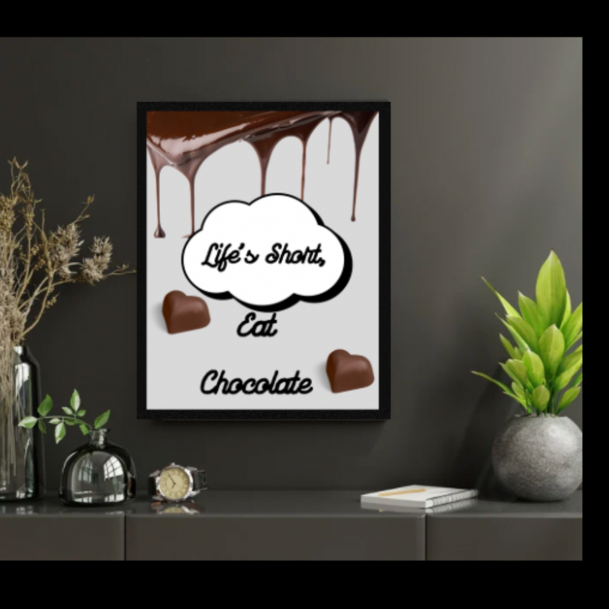 Chocolate Wall Art Set of 4 – Drip Design with Sweet Sayings (16x20, 18x24, 24x36 Inches)